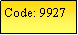 Text Box: Code: 9927